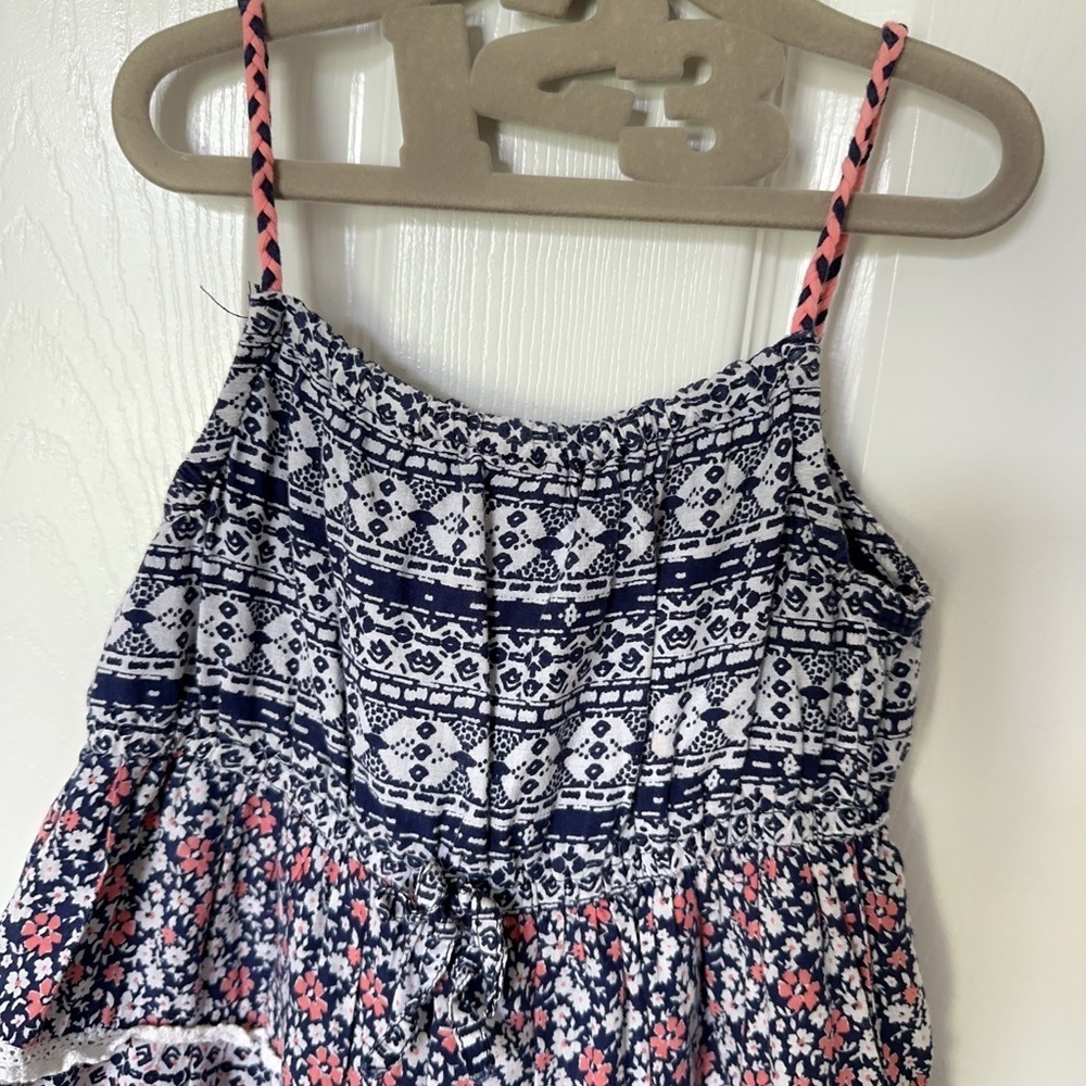 Navy and Pink Patterned Kids Dress - Picture 3 of 9